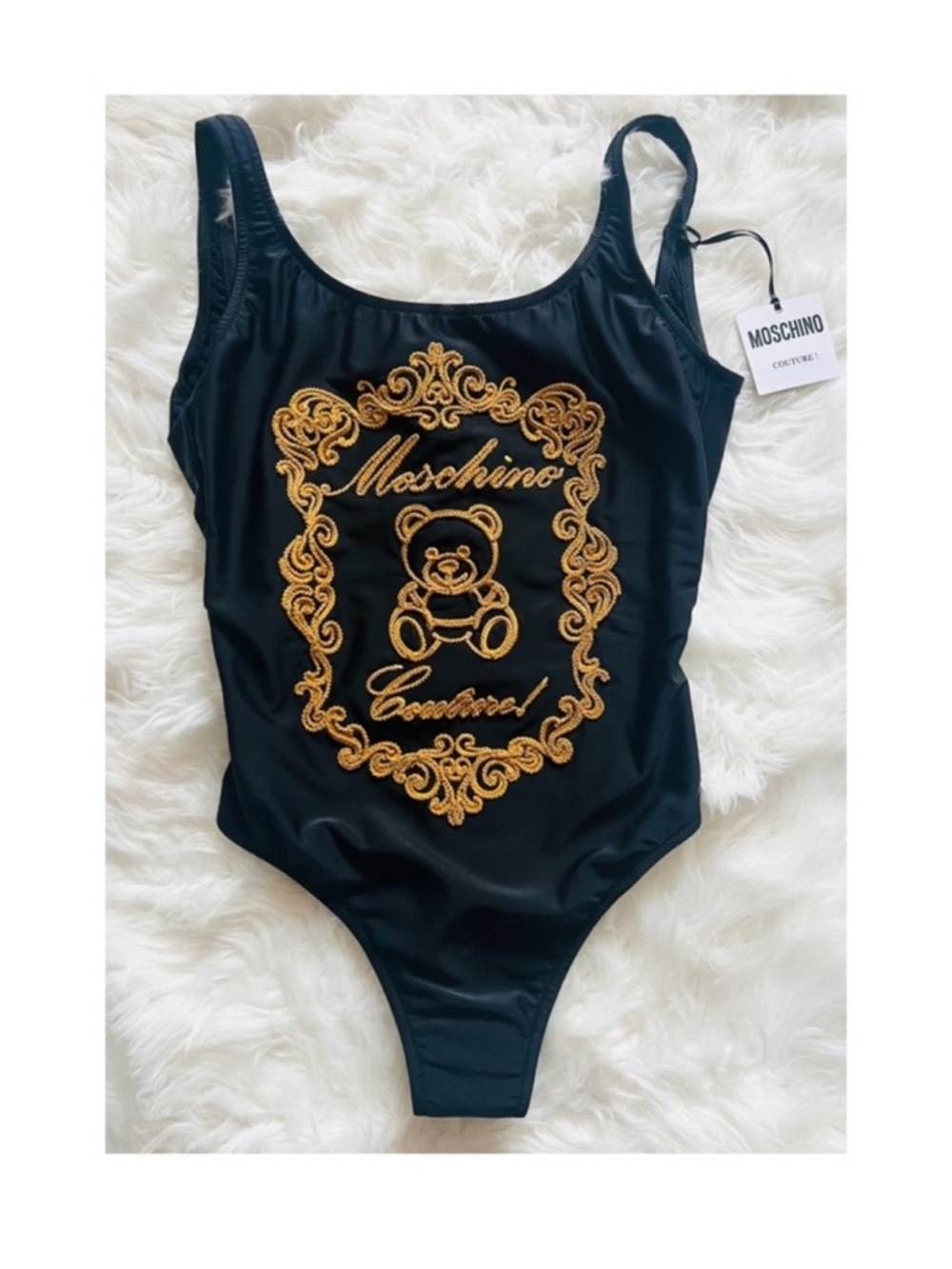 New! MOSCHINO Couture Bear Toy Logo Embroidered One-Piece Swimsuit - Picture 4 of 7
